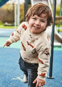 Tony Board Dog Print Pullover - Mushroom