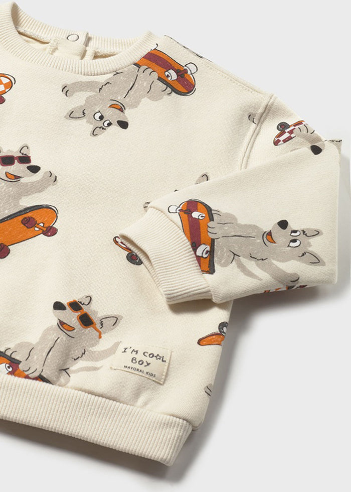 Tony Board Dog Print Pullover - Mushroom