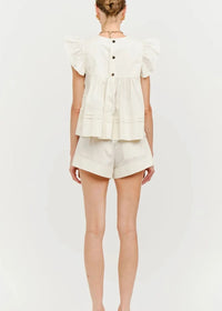 Leah Cotton Ruffle Top - Cream