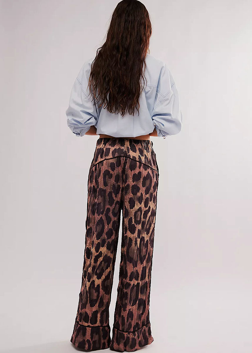 All Out Satin Leopard Pant - Coffee Combo