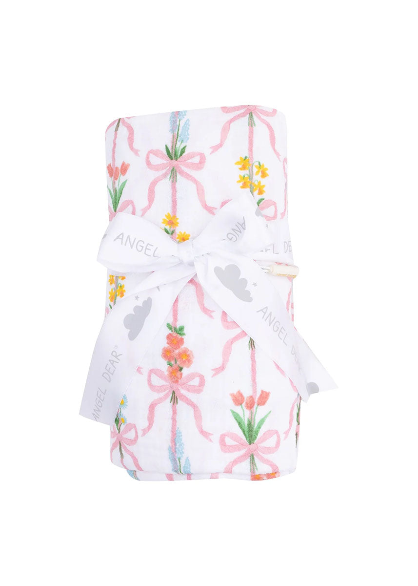 Muslin Swaddle Blanket - Ribbon Bouquets