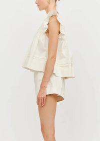 Leah Cotton Ruffle Top - Cream