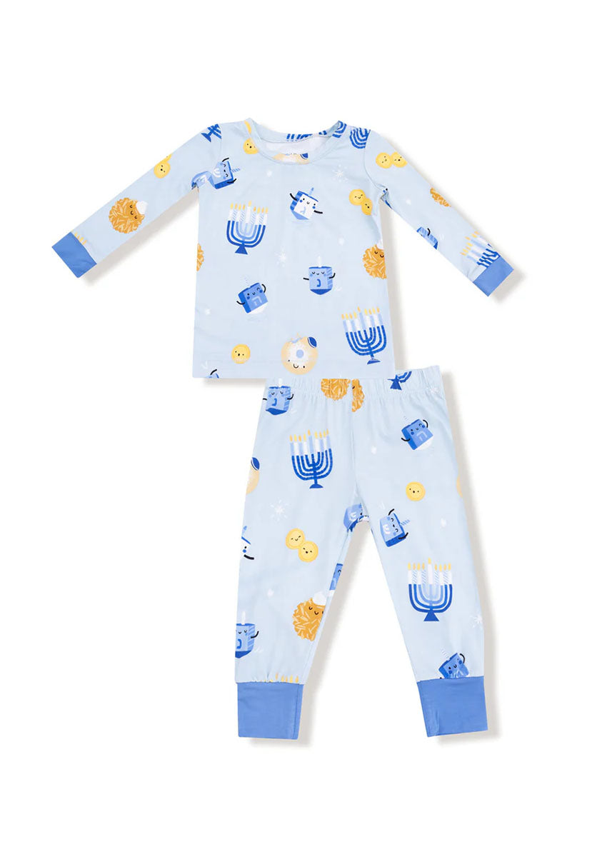 2-Piece L/S Pajama Set - Hanukkah Blue