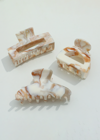 White Marble Claw Clips