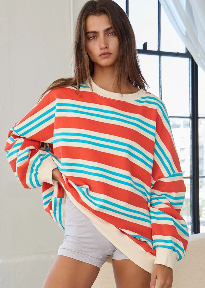 Sebastian Striped Sweatshirt - Red & Blue