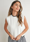 Lochlan Ribbed Sweater Vest - Ivory & Black