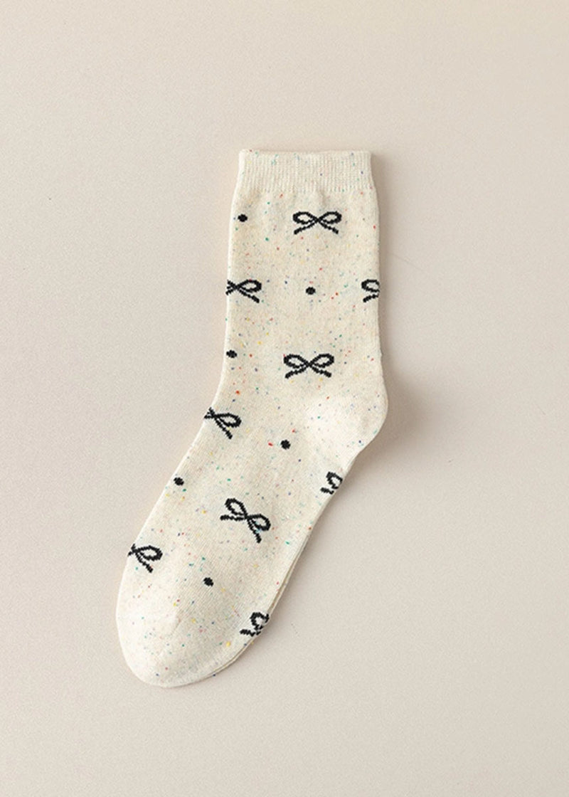 Preppy Bow Print Socks - Dots