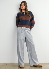 Myla Collared Sweater - Brown & Navy