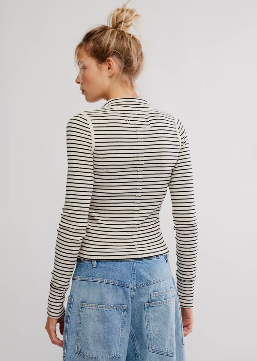 Lake Henley Stripe Top - Tea Combo