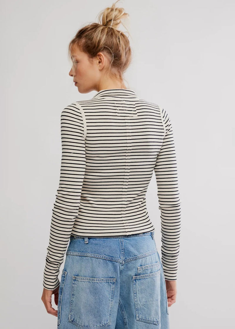 Lake Henley Stripe Top - Tea Combo