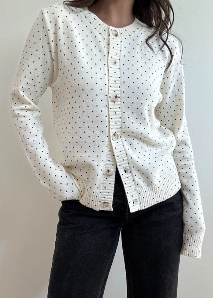 Edie Polka Dot Cardigan - Cream