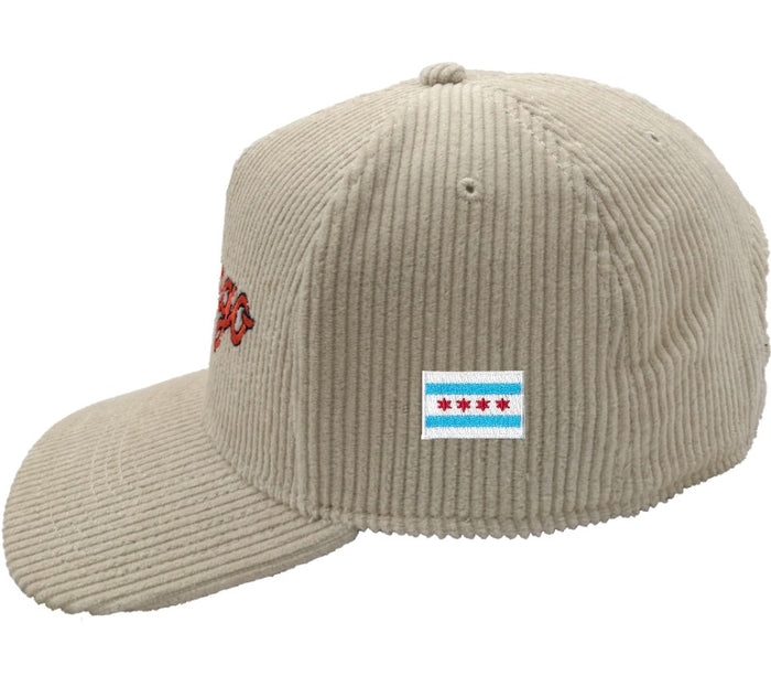Chicago Forever Wide Whale Cord Hat - Cream & Orange