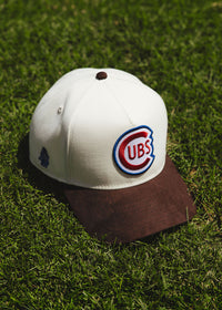 Chicago Cubs Vintage Logo Dad Hat - Ivory & Brown