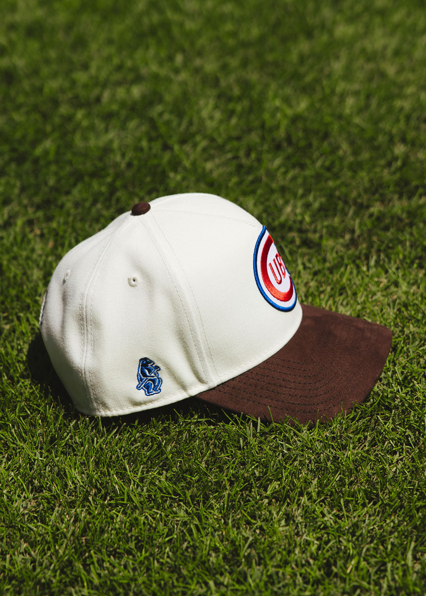 Chicago Cubs Vintage Logo Dad Hat - Ivory & Brown