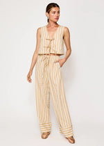 Kamari Striped Tie-Top - Ecru Taupe