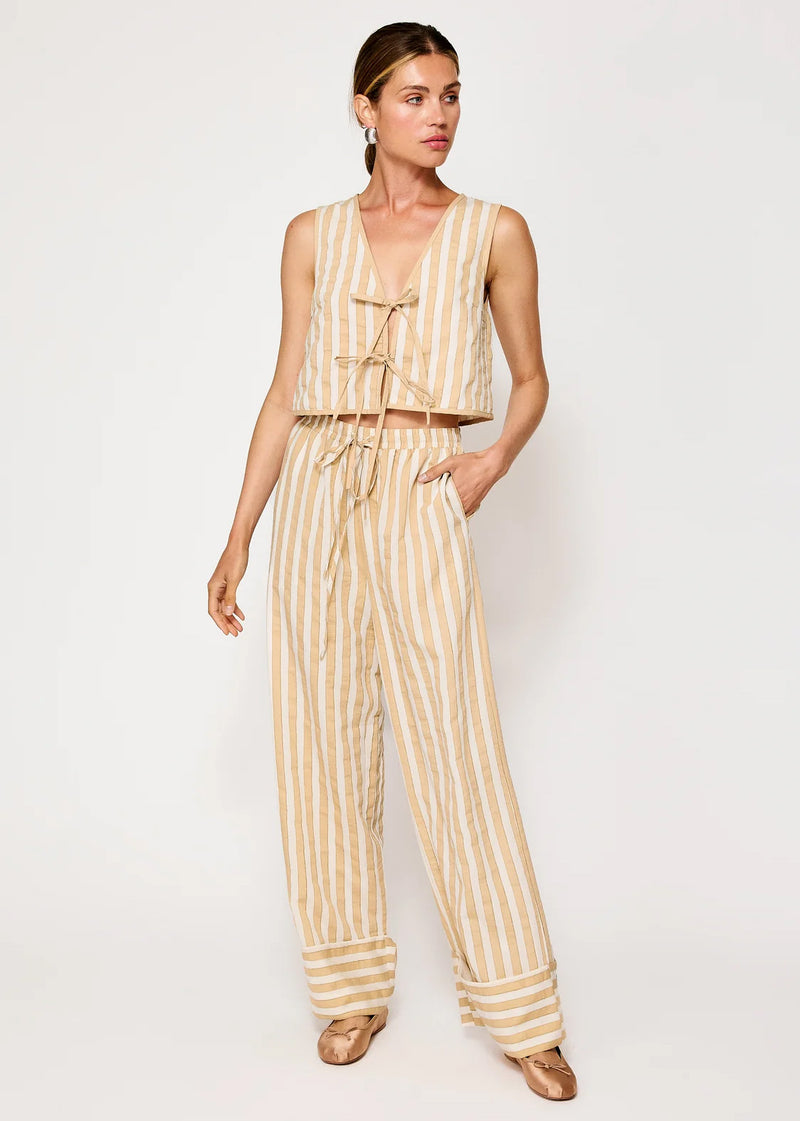 Kamari Striped Tie-Top - Ecru Taupe