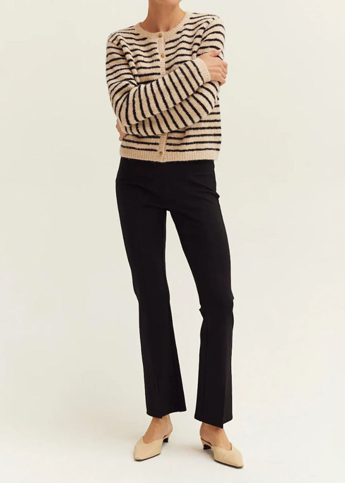 Riley Button-Down Cardigan - Oatmeal & Black