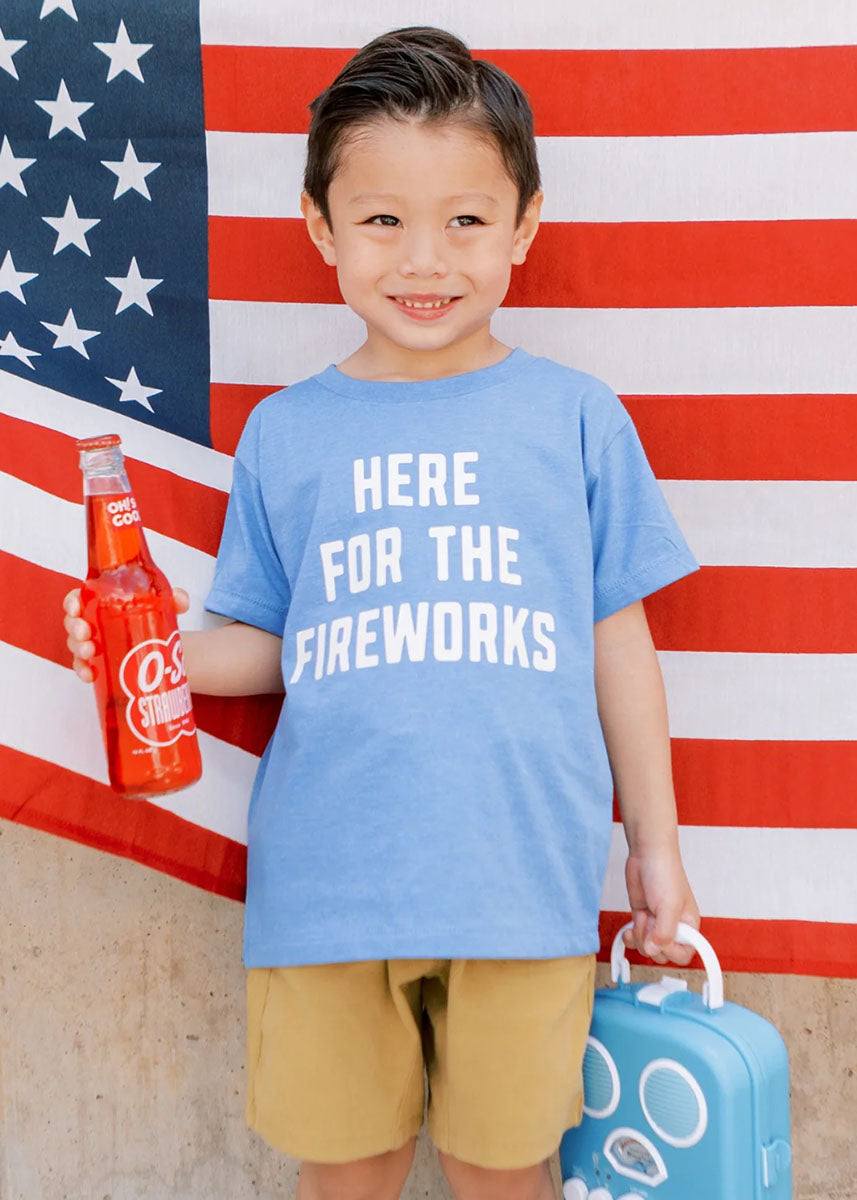 Here For The Fireworks Toddler Tee - Ice Blue