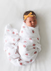 Large Muslin Swaddle Blanket - Strawberries