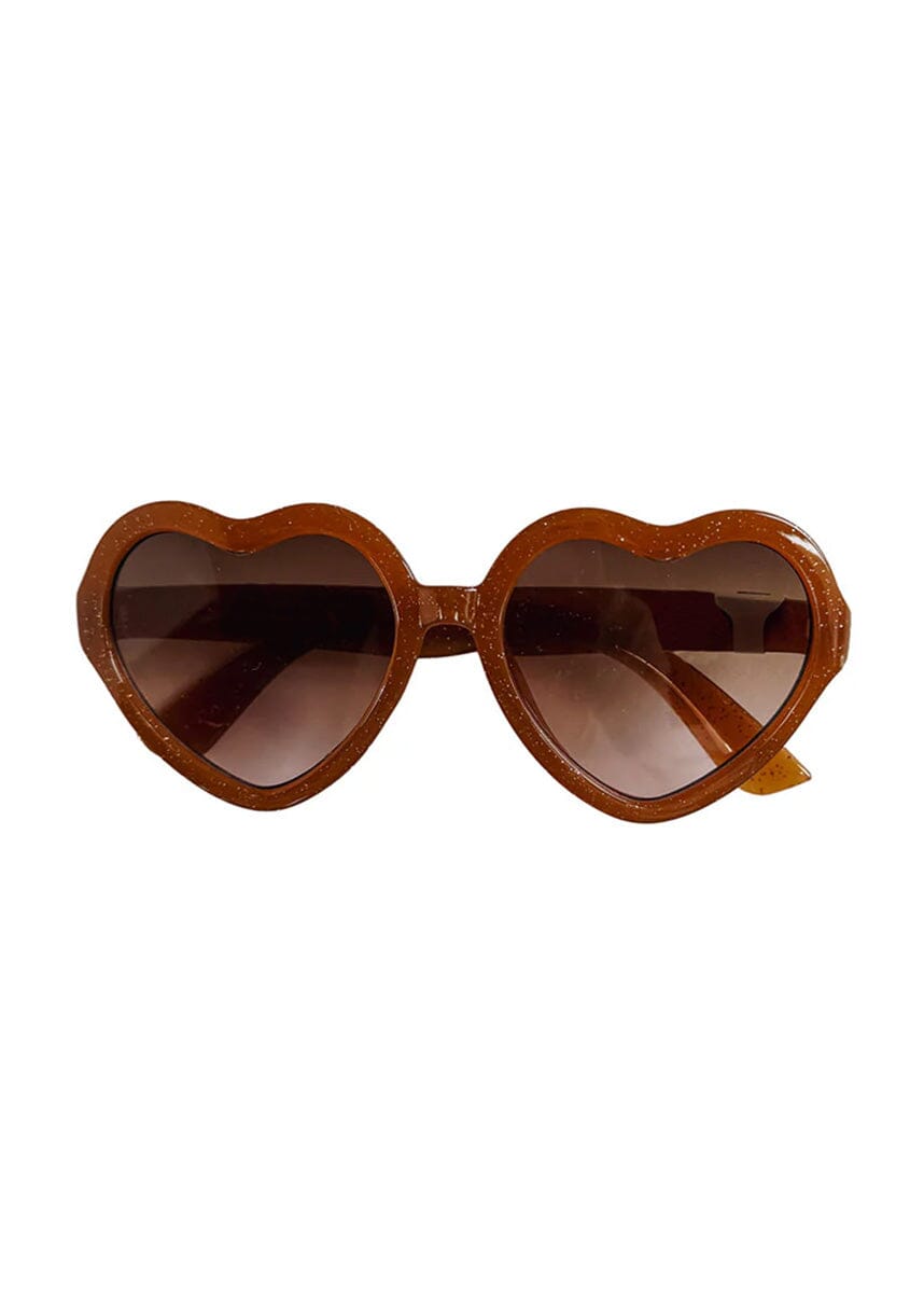 Kids Glitter Jelly Heart Sunglasses - Tan