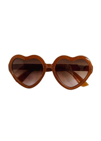 Kids Glitter Jelly Heart Sunglasses - Tan