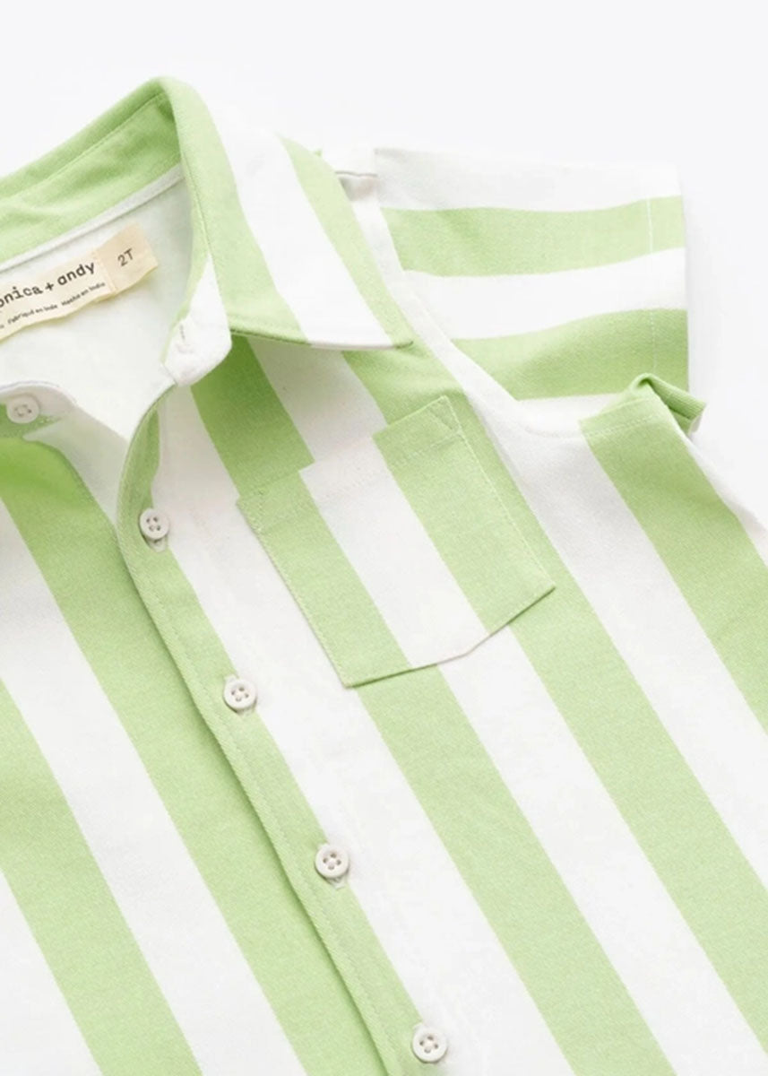 Two-Piece Twill Set - Green Cabana Stripe