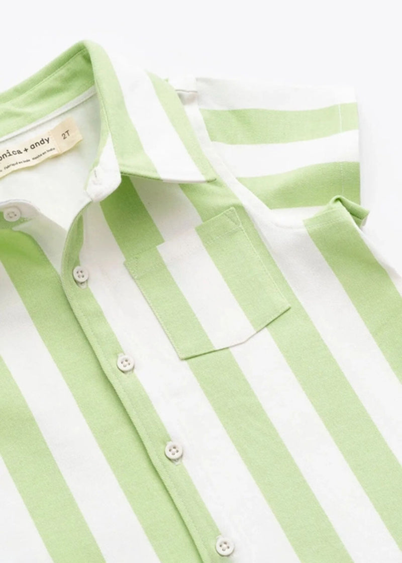 Two-Piece Twill Set - Green Cabana Stripe