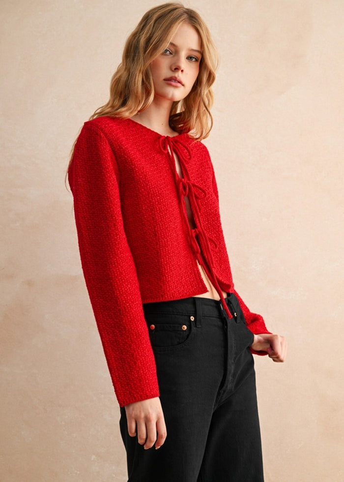 Mira Tie-Front Top - Red