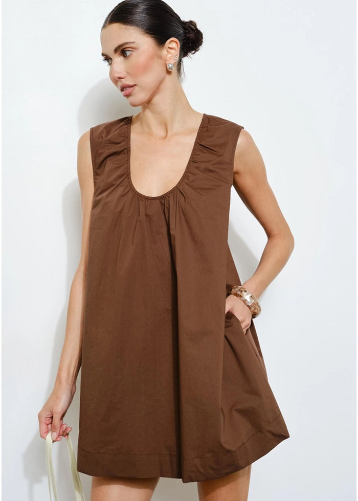 Delia Swing Mini Dress - Brown