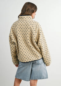 Pippa Fleece Puffer Jacket - Taupe & Navy