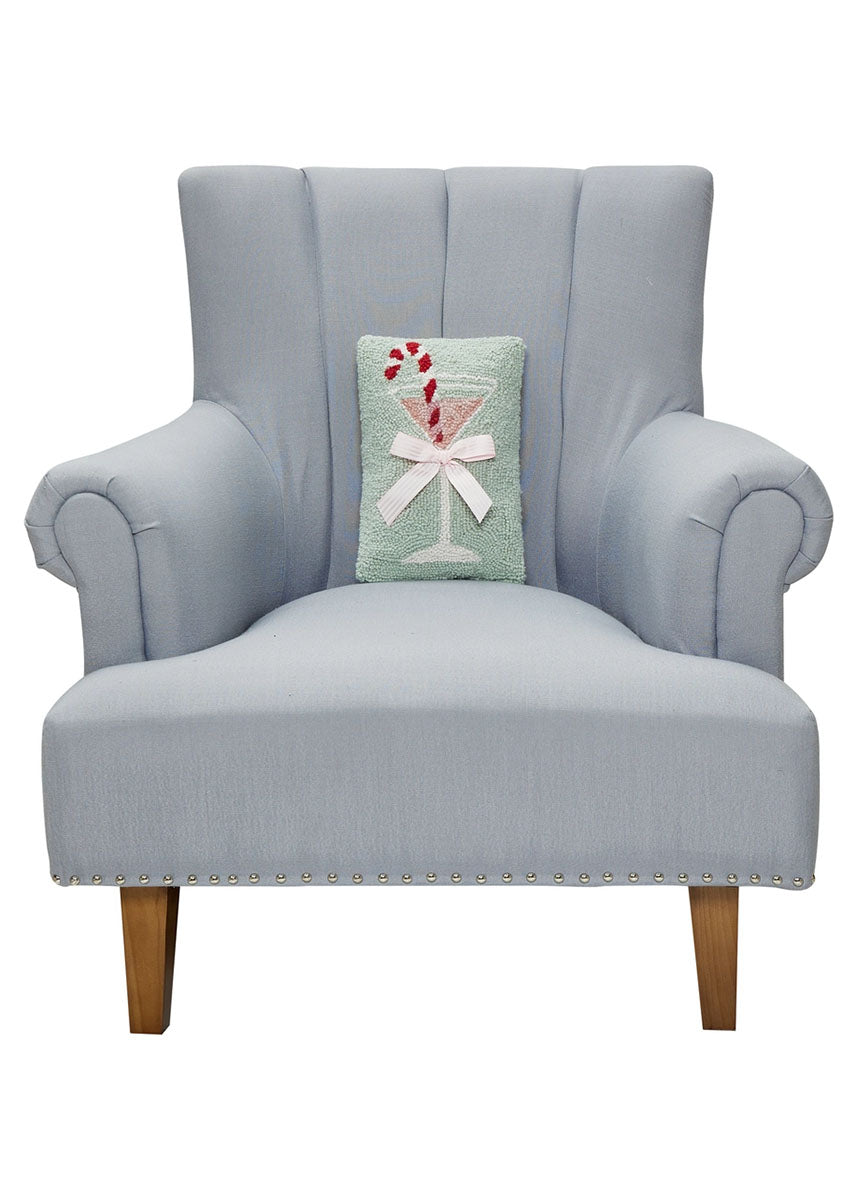 Gingham Bow Martini Glass Holiday Hook Pillow
