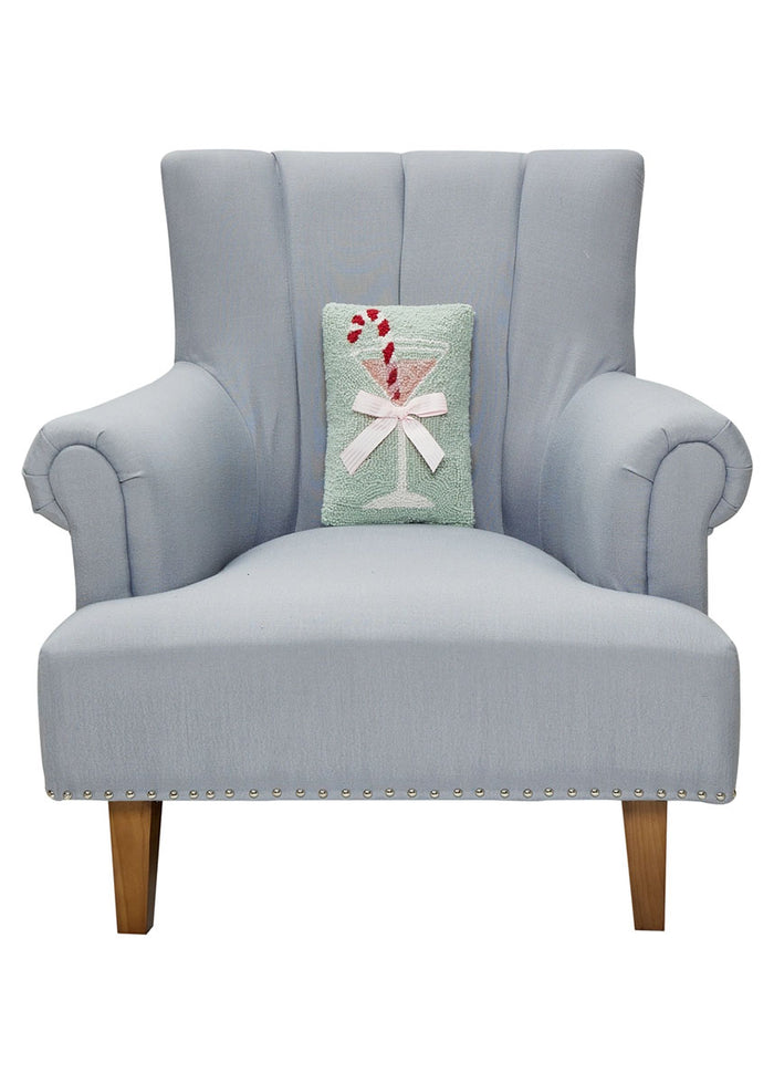 Gingham Bow Martini Glass Holiday Hook Pillow