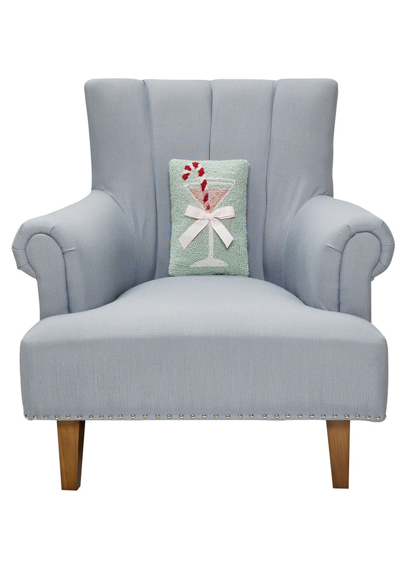 Gingham Bow Martini Glass Holiday Hook Pillow