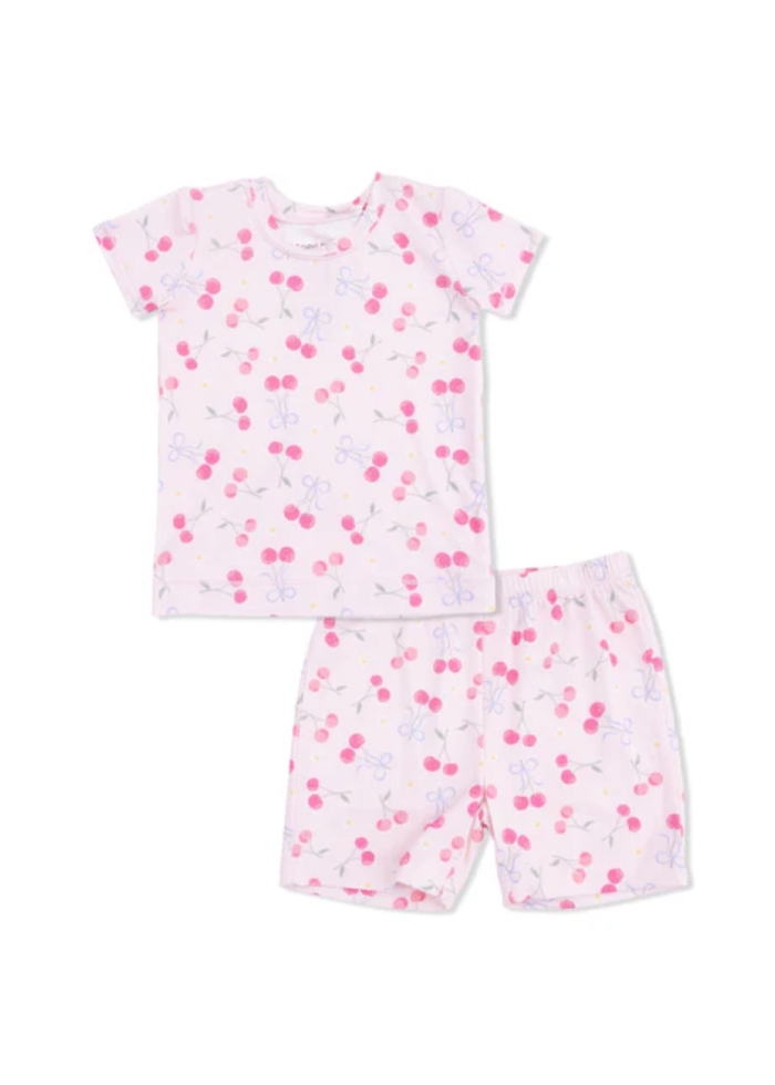 2-Piece Pajama Shorts Set - Sweet Bow Cherries