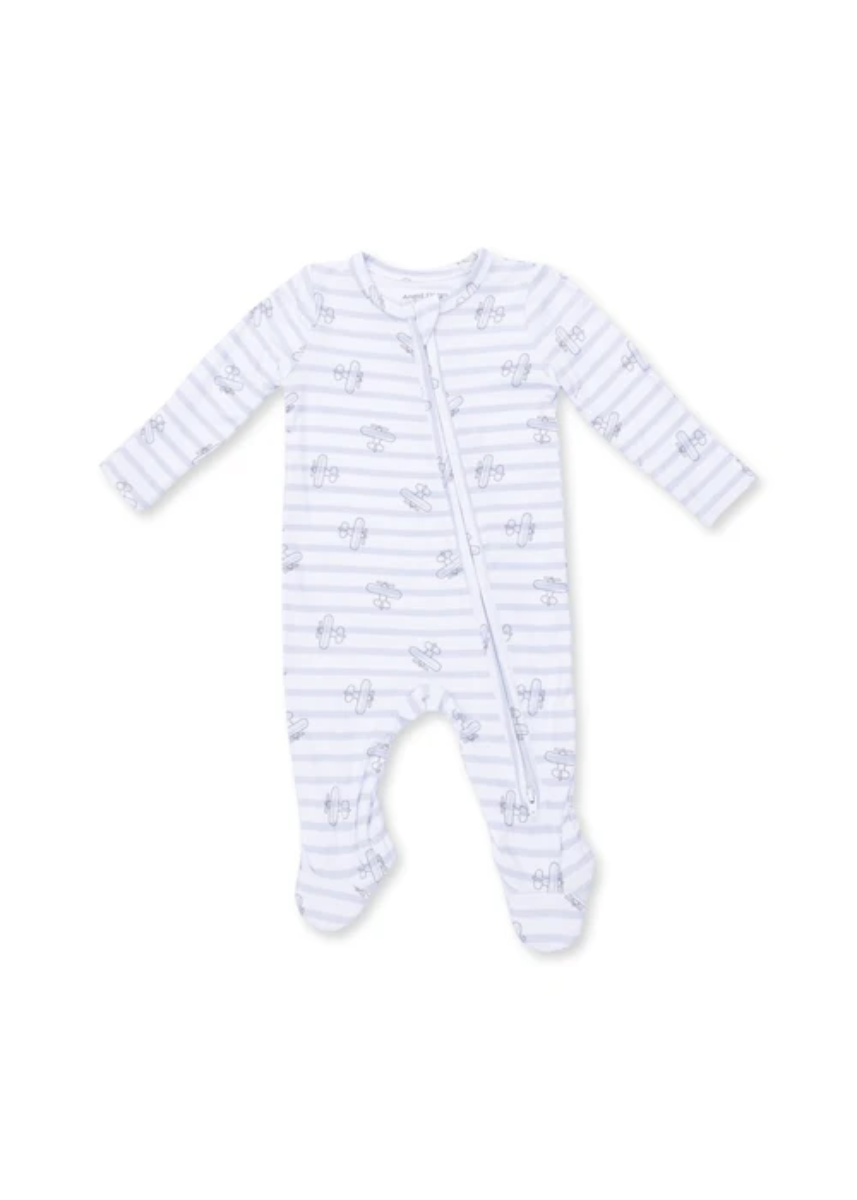 2-Way Zipper Footie - Airplane Stripe