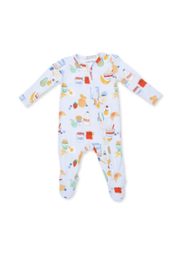 2-Way Zipper Footie - Breakfast Club Blue