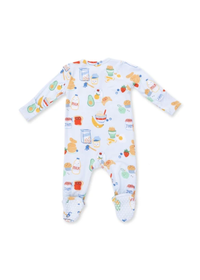 2-Way Zipper Footie - Breakfast Club Blue