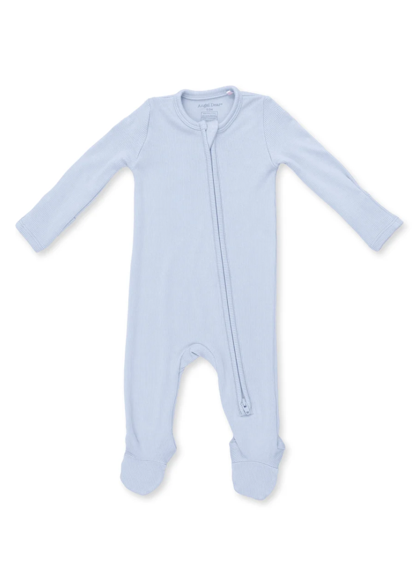 2-Way Zipper Footie - Sheer Blue Rib