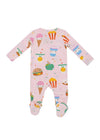 2-Way Zipper Footie - Send Snacks Pink