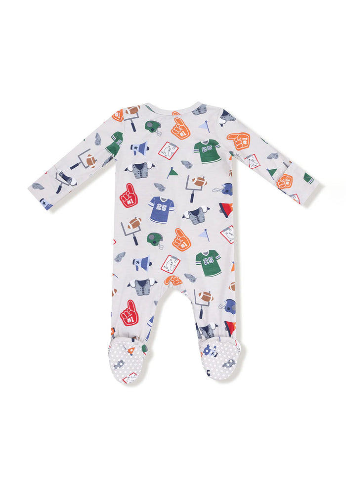 2-Way Zipper Footie - Game Day Grey