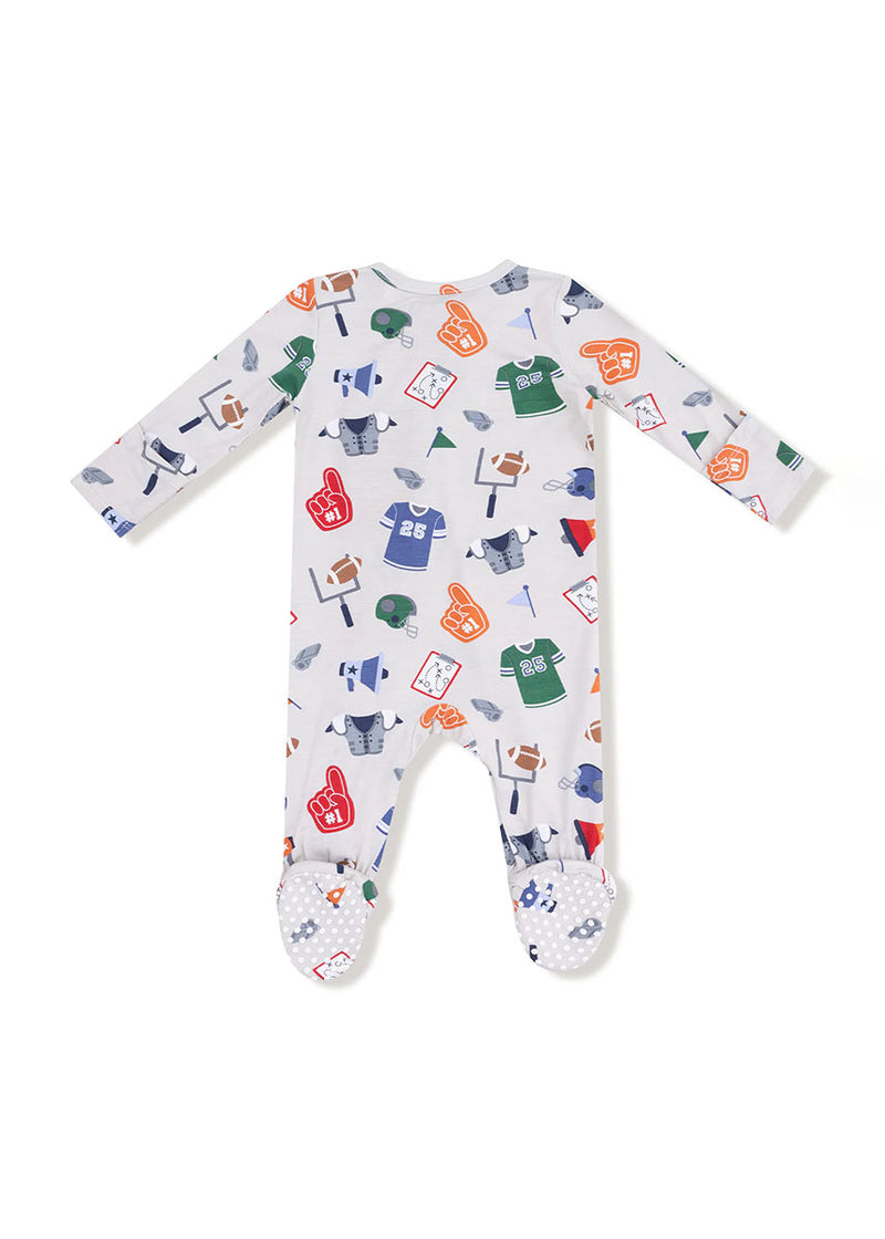 2-Way Zipper Footie - Game Day Grey