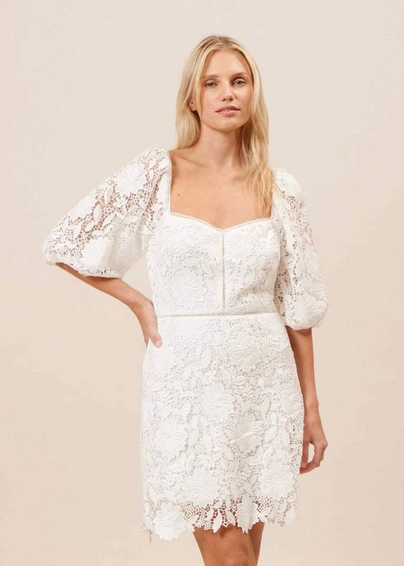 Elaine Floral Dress - White