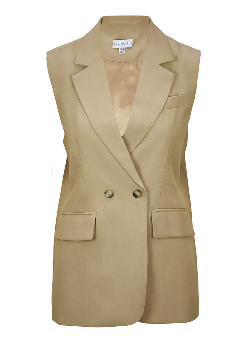 Sanna Long Vest - Camel