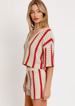Bonnie Knit Top - Cream & Red Stripe