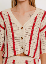 Bonnie Knit Top - Cream & Red Stripe