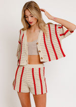 Bonnie Knit Shorts - Cream & Red Stripe