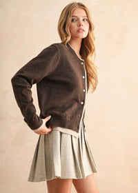 Waverly Color Contrast Cardigan - Brown & Tan