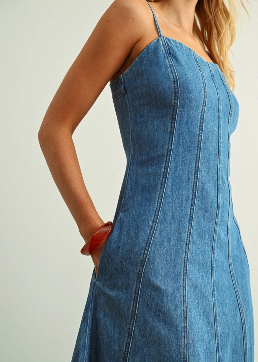 Nina Midi Dress - Washed Denim