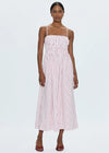 Bianca Shirred Bodice Dress - Ruby Stripe