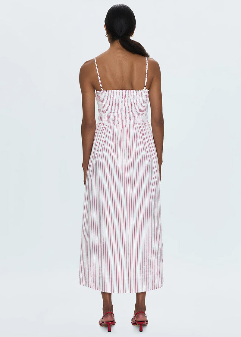 Bianca Shirred Bodice Dress - Ruby Stripe